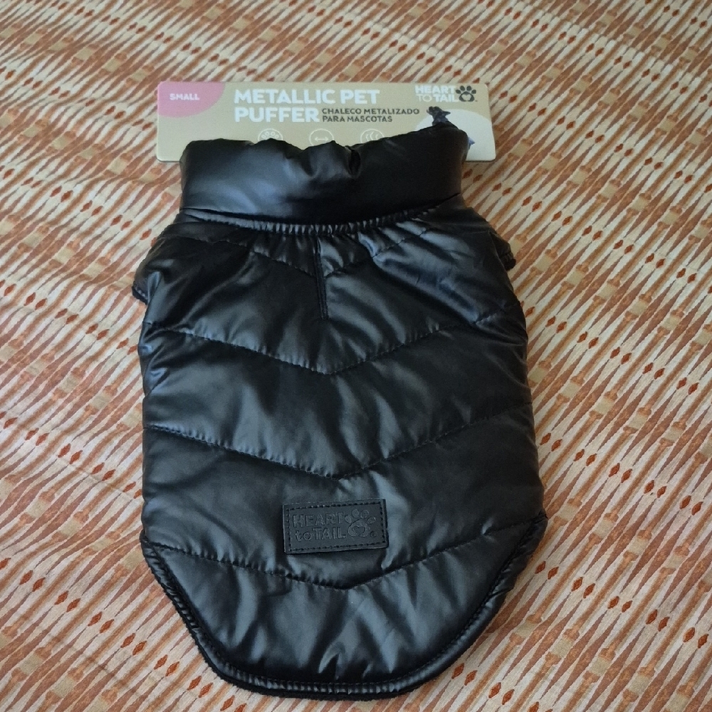 Metallic Black Pet Puffer Jacket